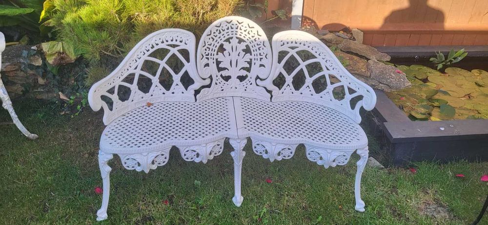 Ławka ogrodowa aluminium. Extremalnie piękna prawie nowa. WYSYŁKA.