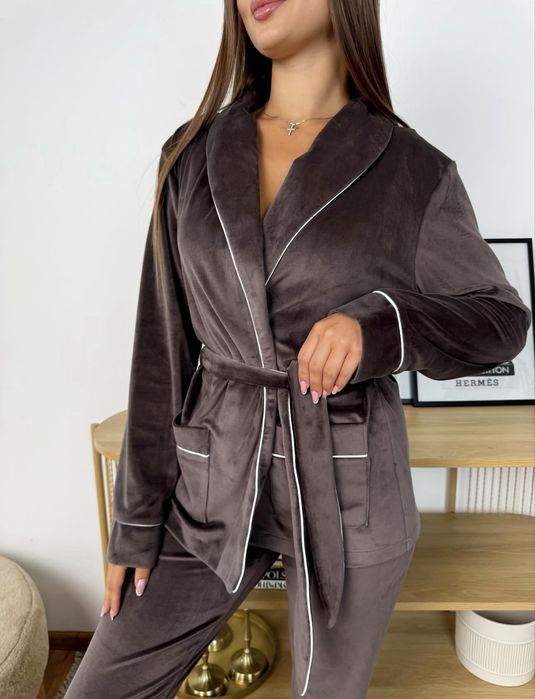 Тепла піжама шоколадного кольору, плюш велюр, нова