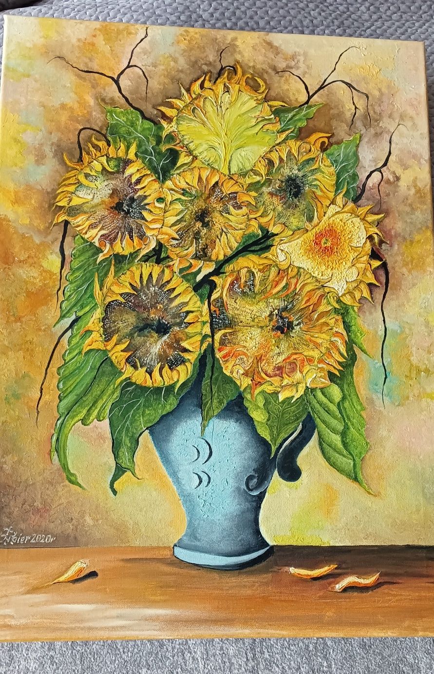 Obraz olejny "Jesienne słoneczniki"