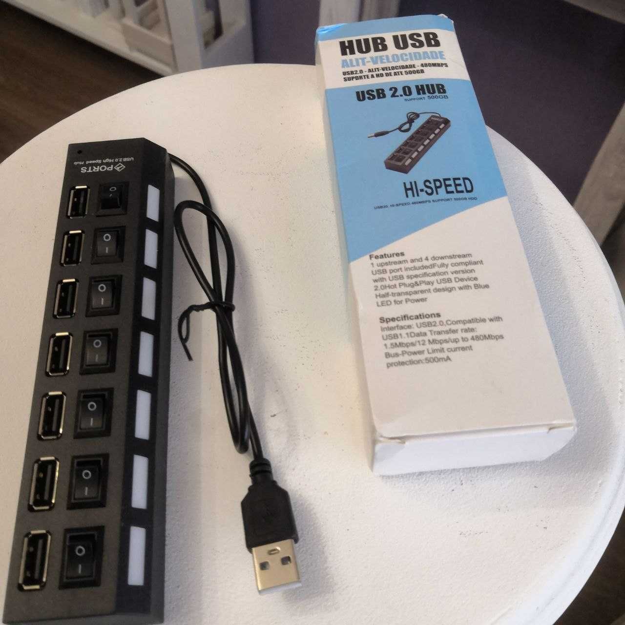 USB Hub 2.0 на 7 портов с выключателями . USB-концентратор