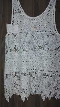 Biała haftowana sukienka,narzutka biust do 120