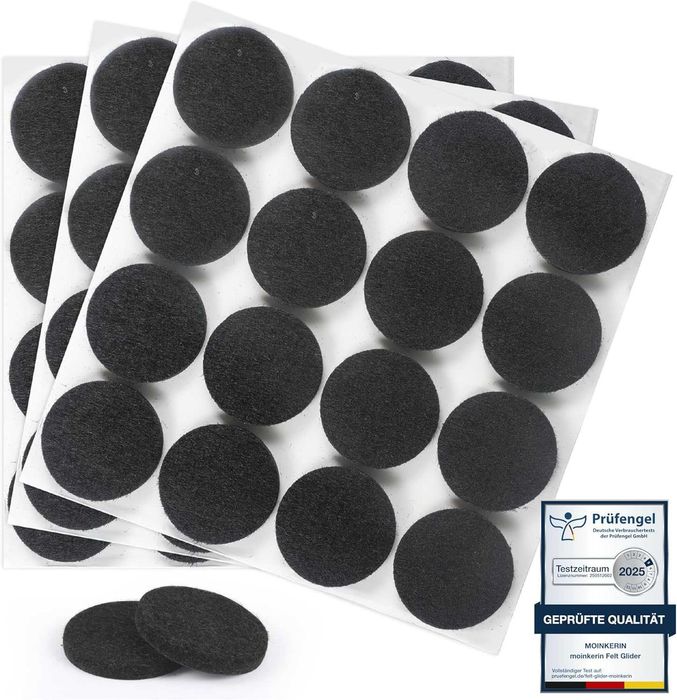 Podkładki filcowe samoprzylepne do mebli, 38 sztuk, czarne 30 mm
