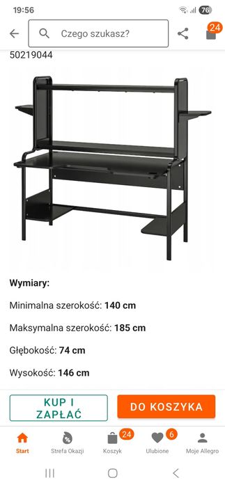 Biurko gamingowe ikea Fredre