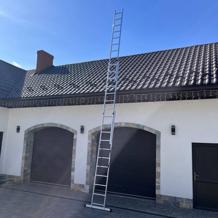 Драбина 3-9.10.11.12 сх Лестница алюмінієва 3-х секційна драбина