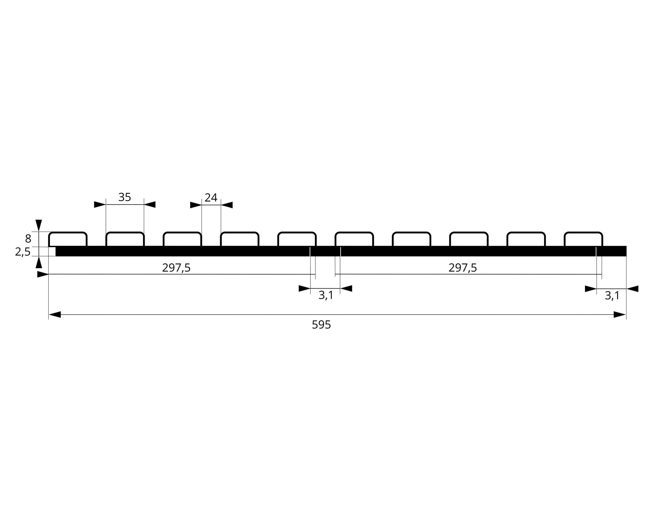Lamele ścienne na białej płycie HDF - 275 cm x 59,5 cm - Dąb i inne