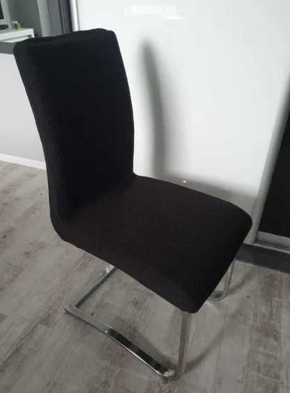 Pokrowce na krzesła czarne żakardowe 6 szt elastyczne