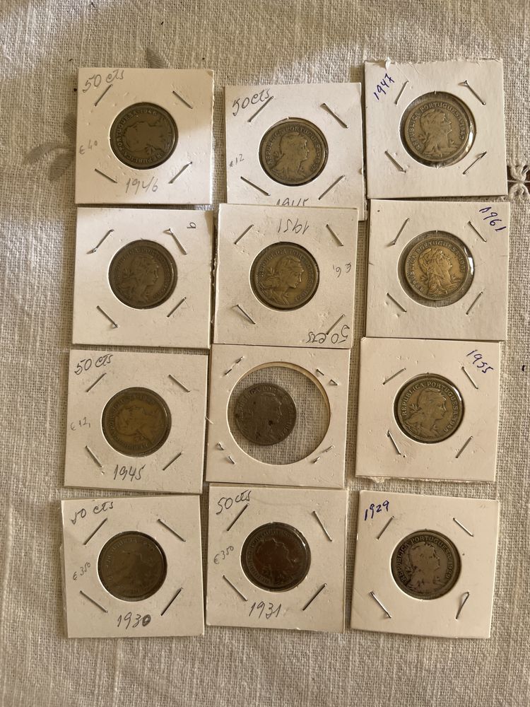 12 moedas 50 centavos de alpaca