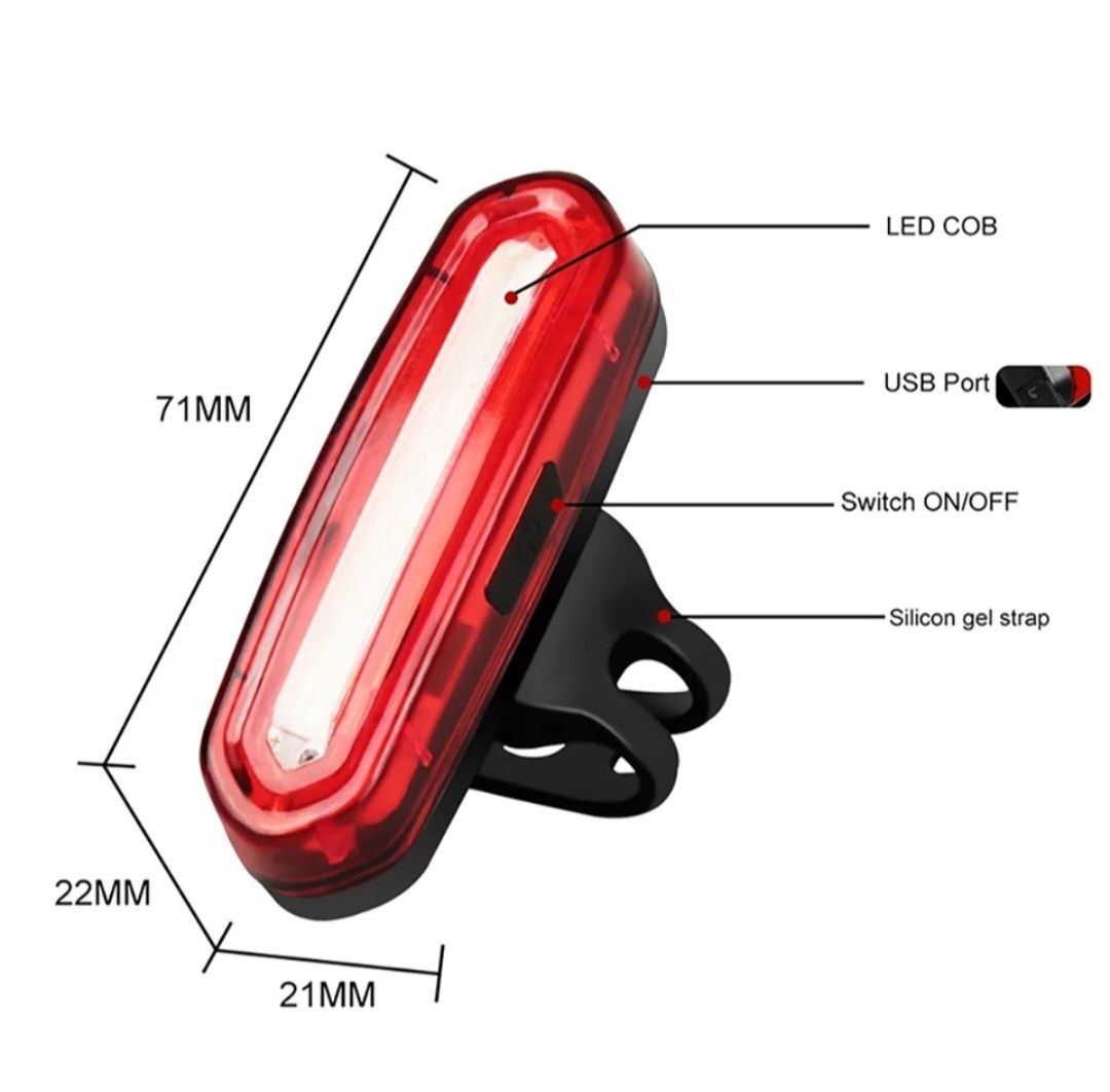 Lampka rowerowa tylna led ładowana z usb