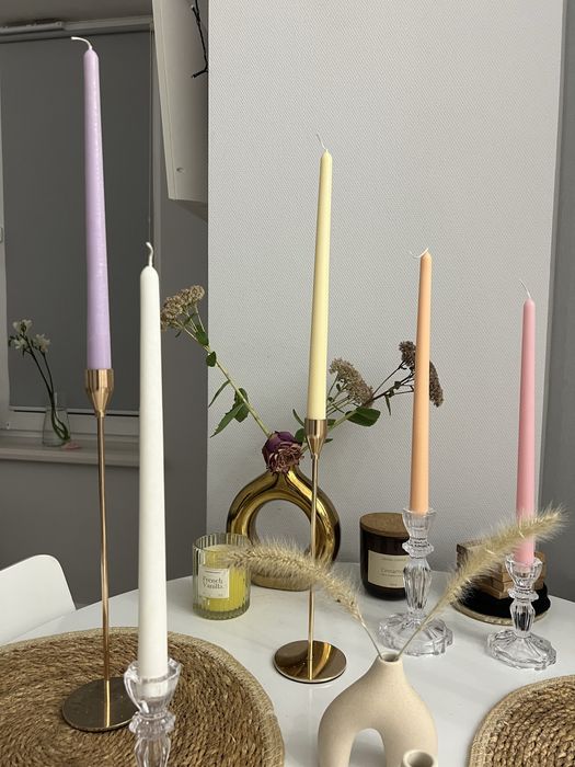 Столові кольорові свічки 30 см, склад парафін і пальмовий віск