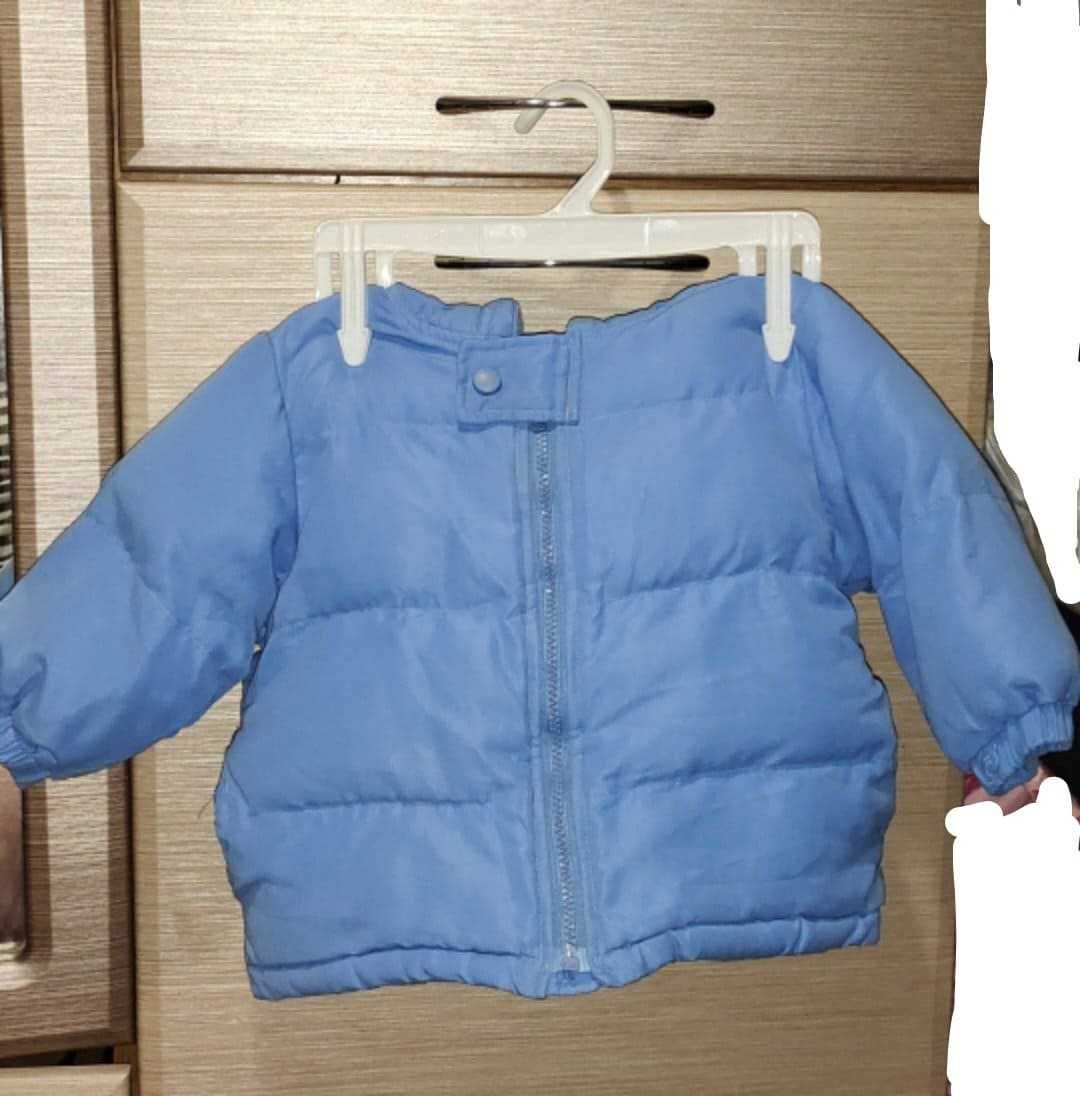Куртка с капюшоном,теплая,голубая на мальчика 9м-в.-1 год.3м-ца,импорт