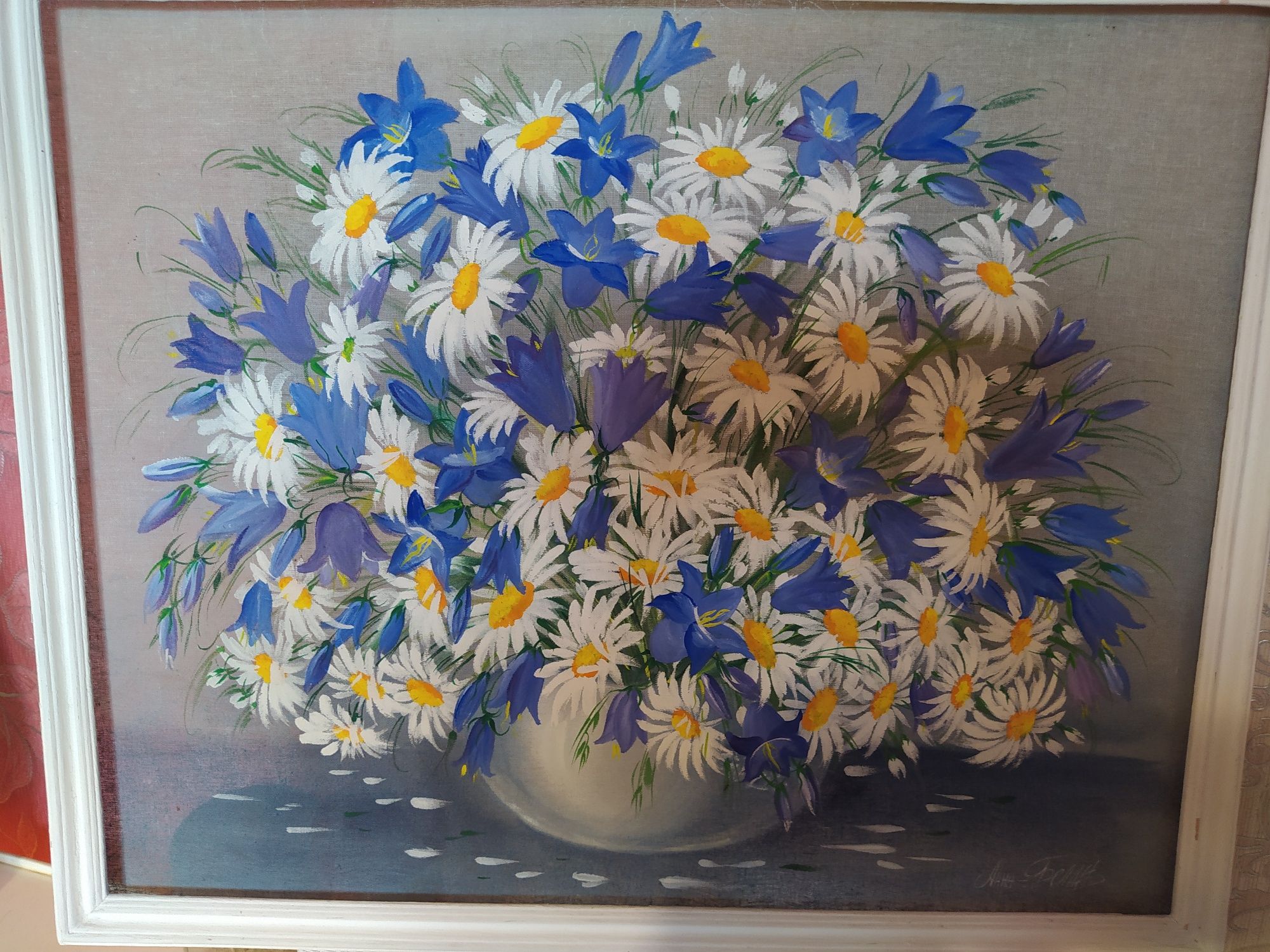 Картина батик ваза с цветами
