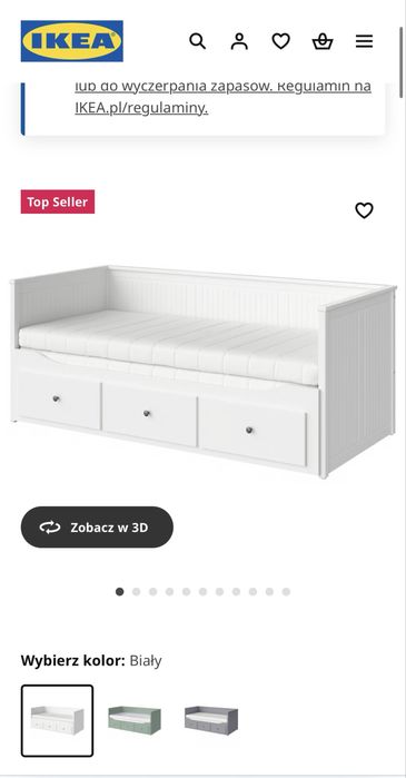 Łózko hemes biale+komoda hemnes