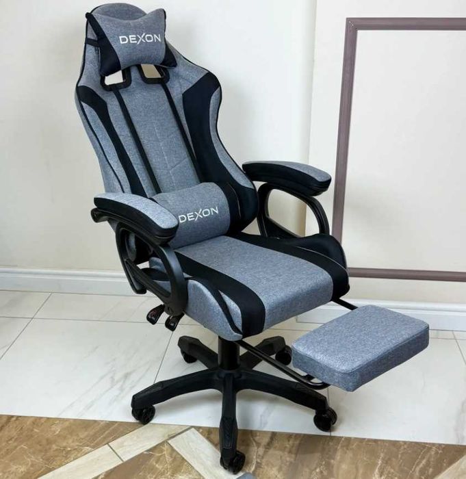 геймерське крісло з підставкою для ніг тканеве кресло геймерское