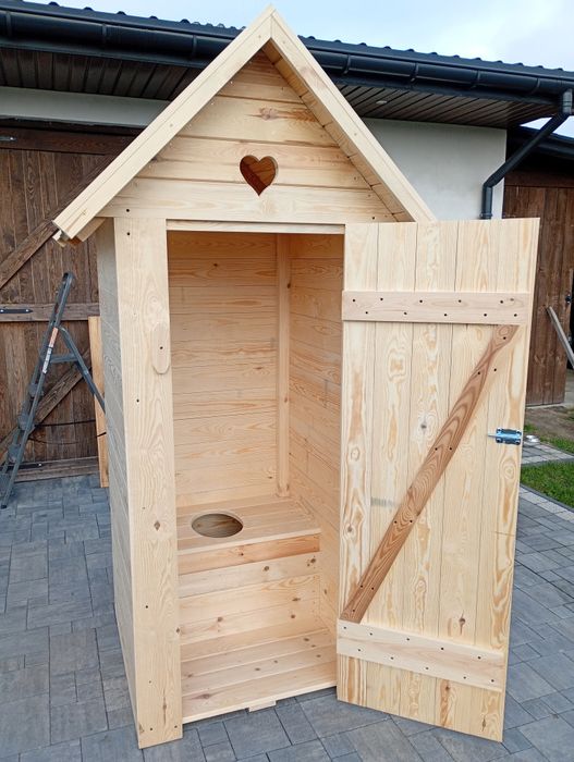 Nowy wychodek kibel szalet toaleta drewniana WC  na działkę budowe