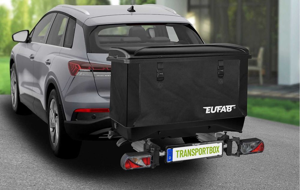 Eufab kufer boks transportowy na bagażnik rowerowy na hak 350 l