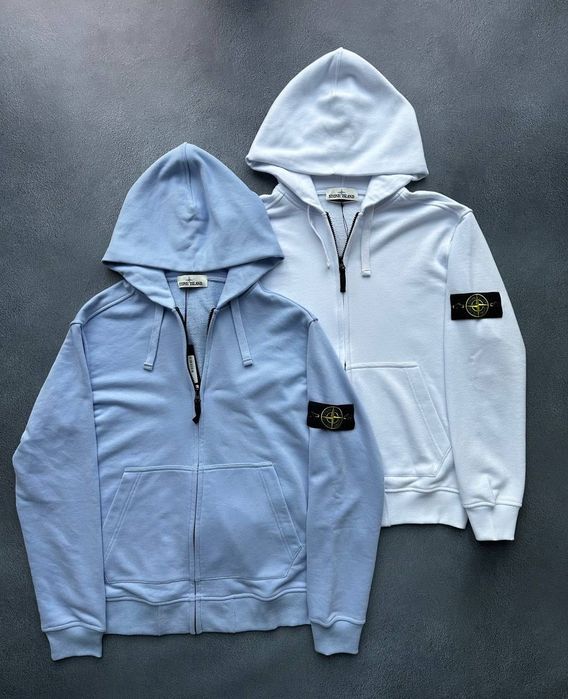 Зіп худі Стон Айленд сіра Зипка Стоник бежевая SI Кофта Stone Island
