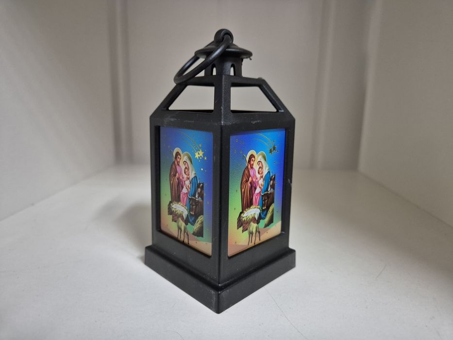 Lampion led witraż z motywem religijnym święta rodzina