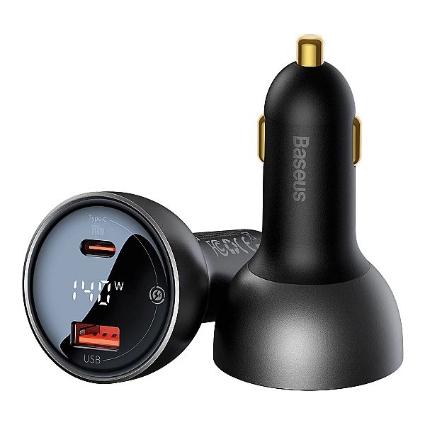 Ładowarka samochodowa Baseus Digital Display USB-A / USB-C PD 140W - c