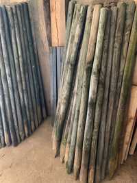 Kołki drewniane 150 cm 4cm średnicy, impregnowane ciśnieniowo używane