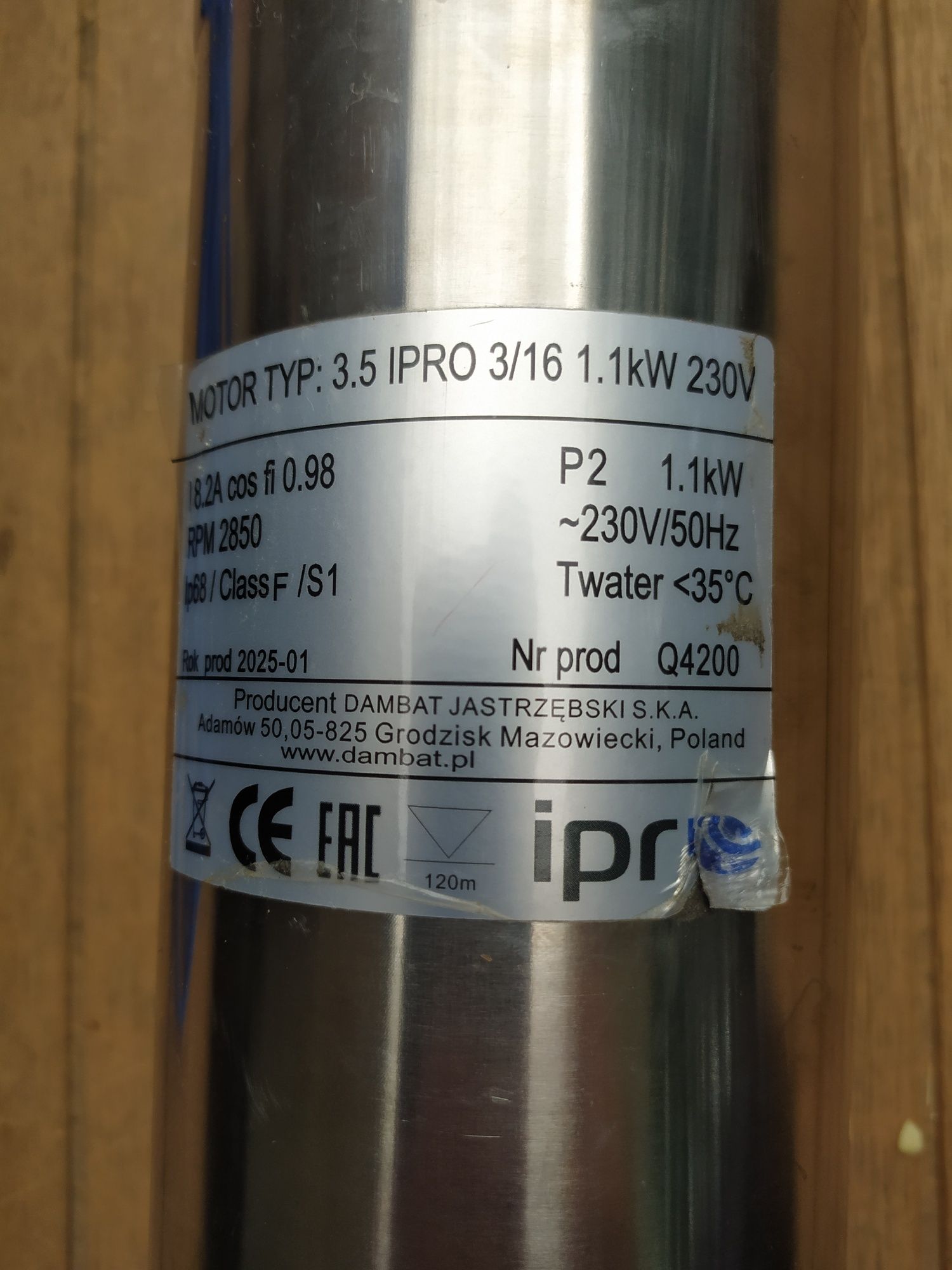 Pompa głębinowa 3,5" IPRO 3/16 1.1 kW 230V