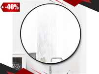 Nowoczesne LUSTRO OKRĄGŁE Ścienne Loft Rama 80cm Czarne + GRATIS