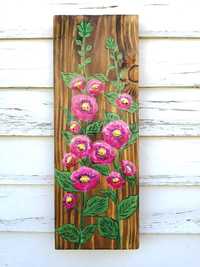 Kwiaty malowane na drewnie