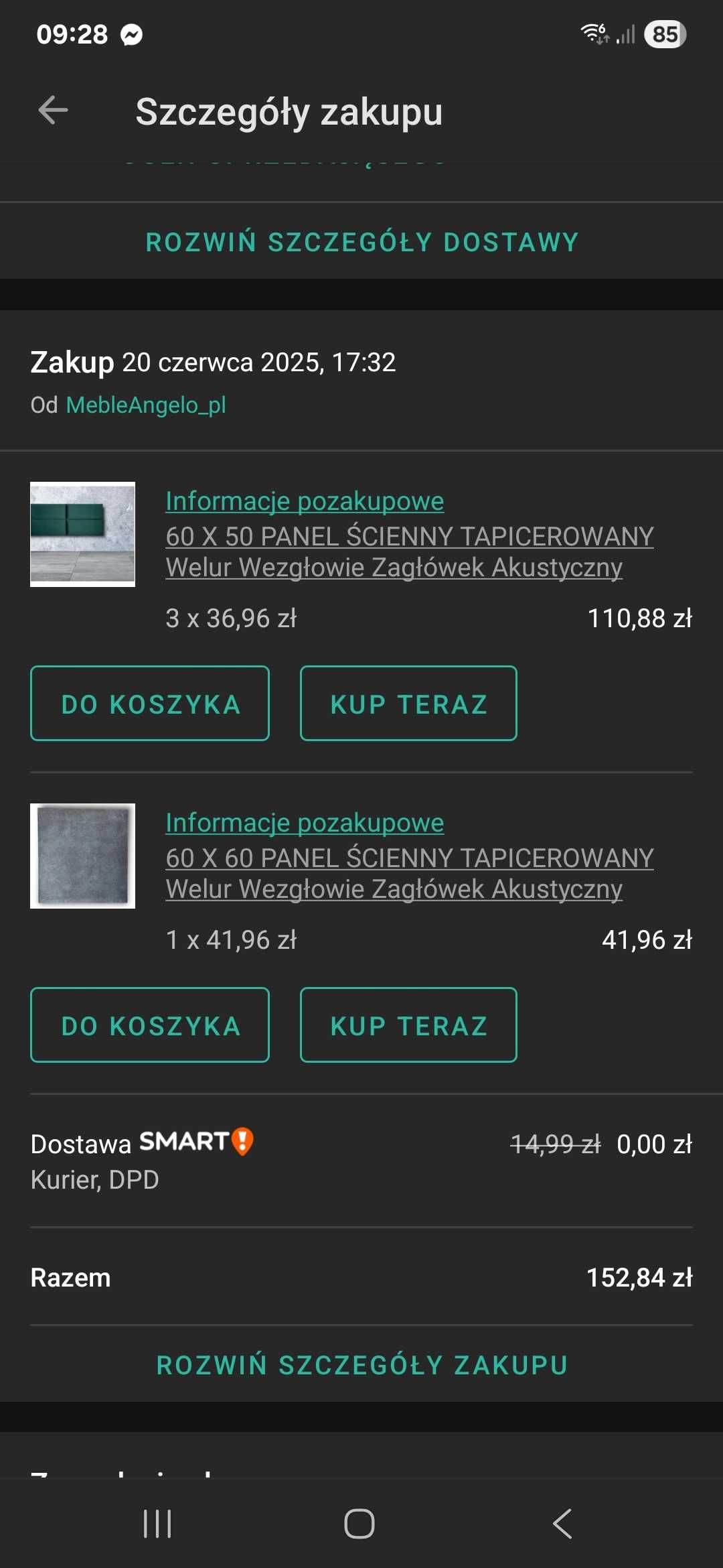 Panele tapicerowane turkus