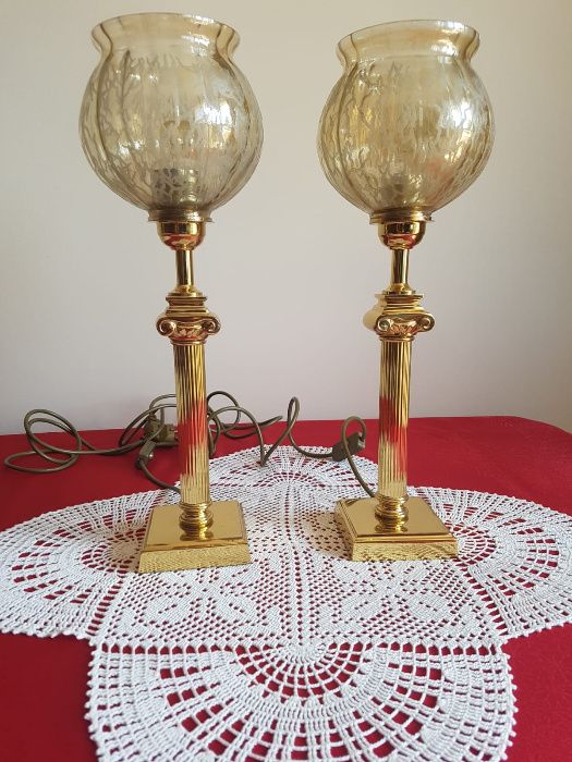 Dwie lampy mosiężne-złocone.