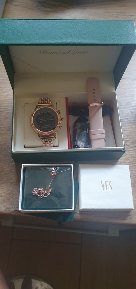 Nowy! Smartwatch Zegarek DAMSKI złoty Bransoletka YES Manta DIAMOND LU