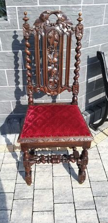Krzesła (6szt.) i stół - ręcznie zdobione, zabytkowe, królewskie