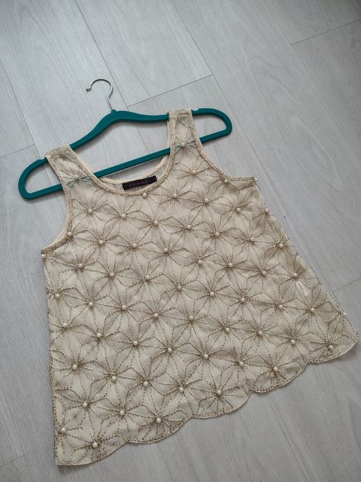 Блуза, топ розшитий бісером та перлинами