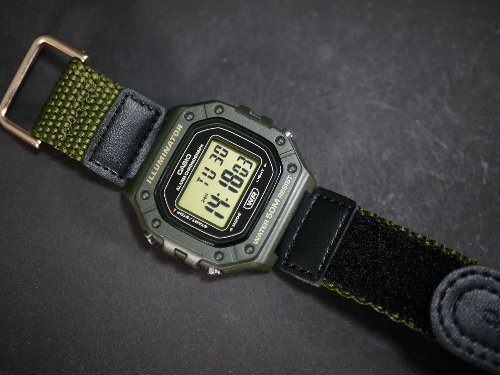 Часы Casio W-218HB-3AV Green Military с нейлоновым ремешком