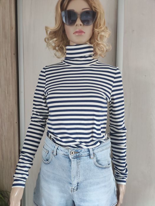 Golf damski firmy Azzurro Moda roz uniwersalny, biało granatowe paski