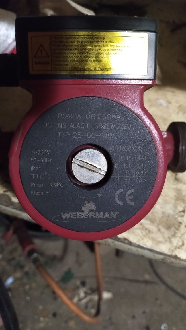 Pompa  obiegowa marki Weberman do CO, 3 biegi