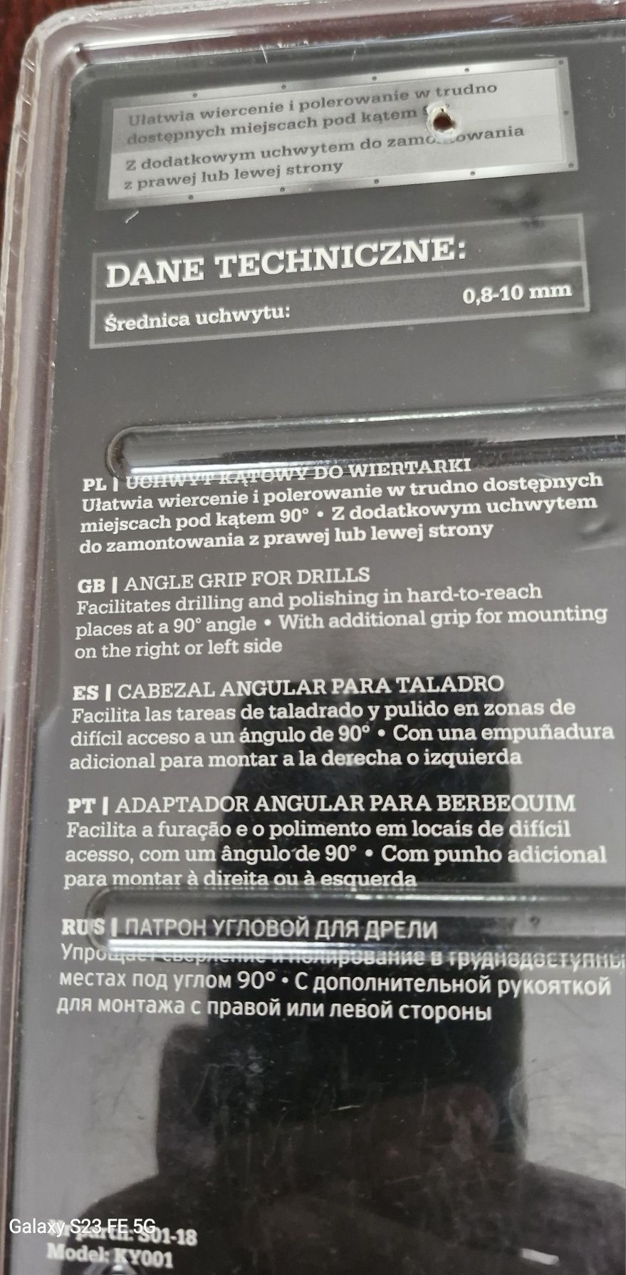 Uchwyt kątowy do wiertarki.