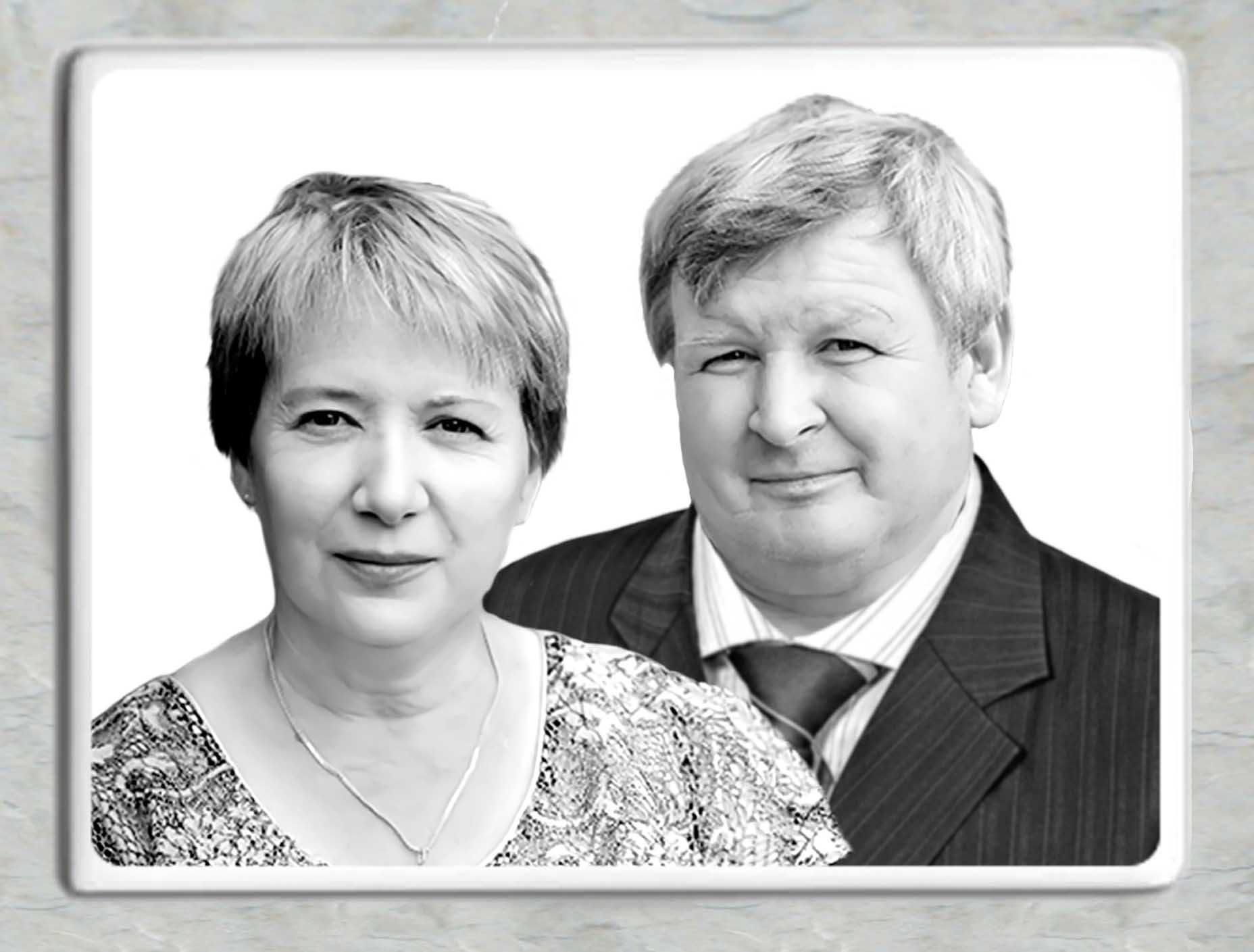 Zdjęcie nagrobne, porcelanka, zdjęcie nagrobkowe cz.b. podwójne 13x10