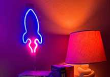 NEON LED RAKIETA lampka nocna na ścianę USB pokój garaż impreza bar