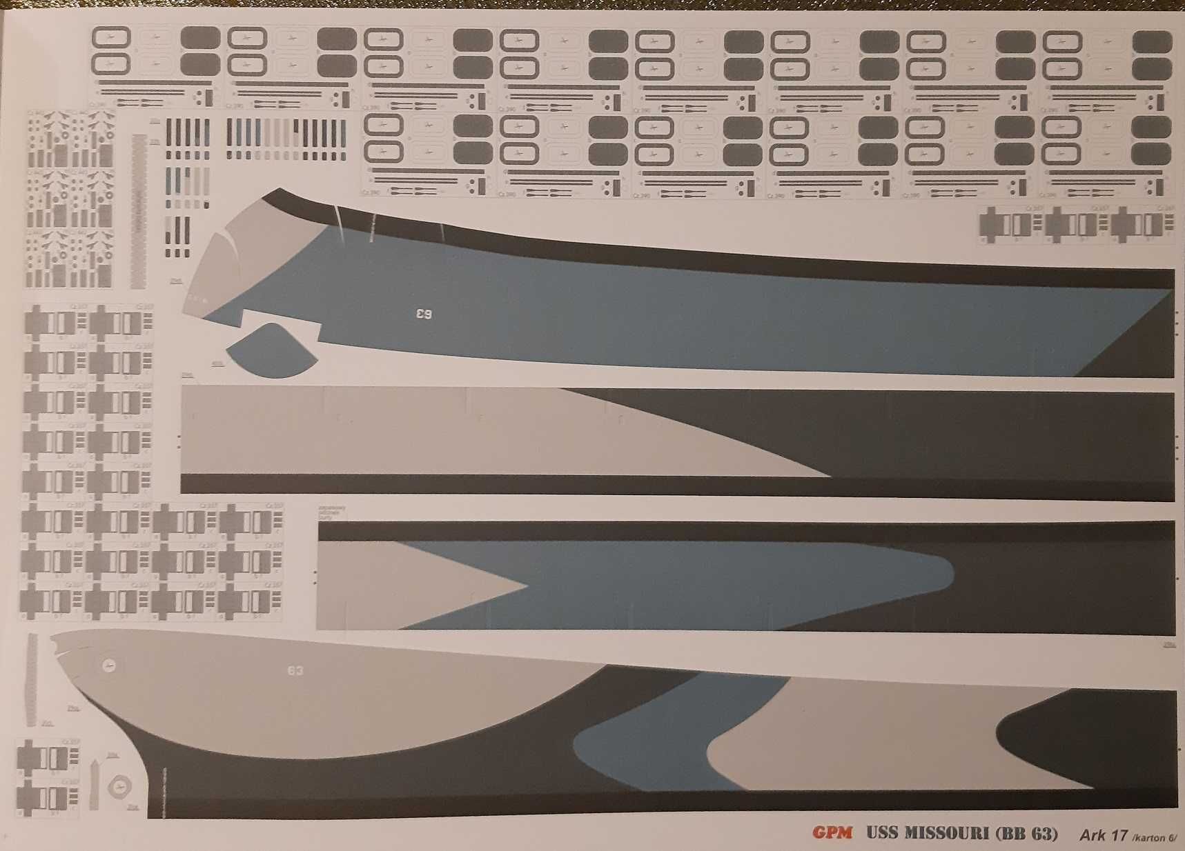 GPM 13 2005 USS MISSOURI model 1:200 modelarz