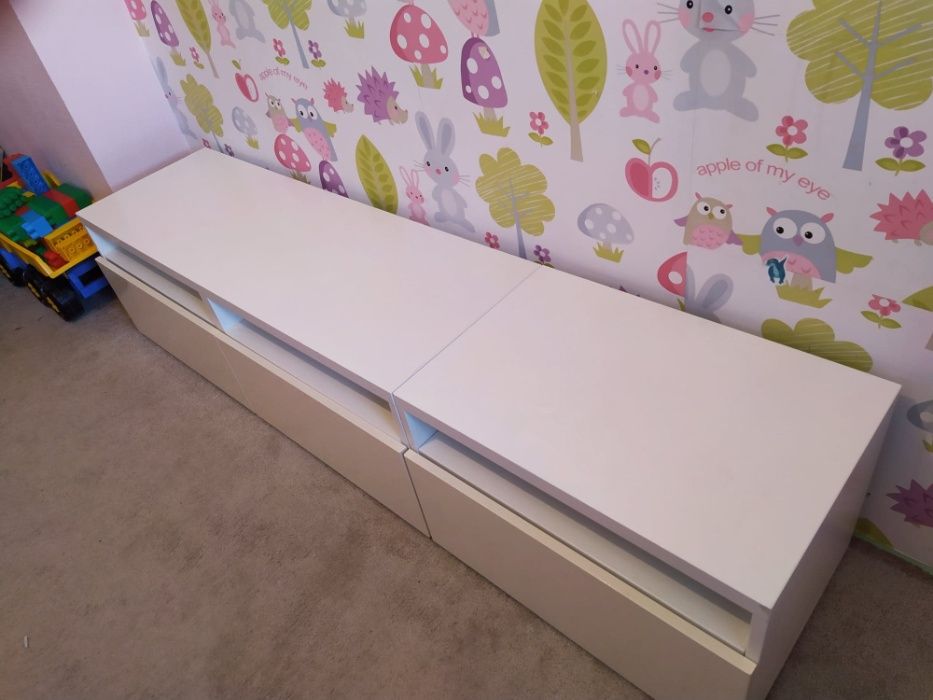 IKEA BESTA Szafka pod TV, biała - 3 szuflady stan bdb/db