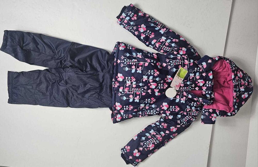 Komplet zimowy na śnieg dla dziewczynki kurtka spodnie 122