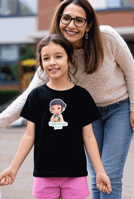 Koszulka dziecięca czarna City Quest: postać, i appreciate you! 140