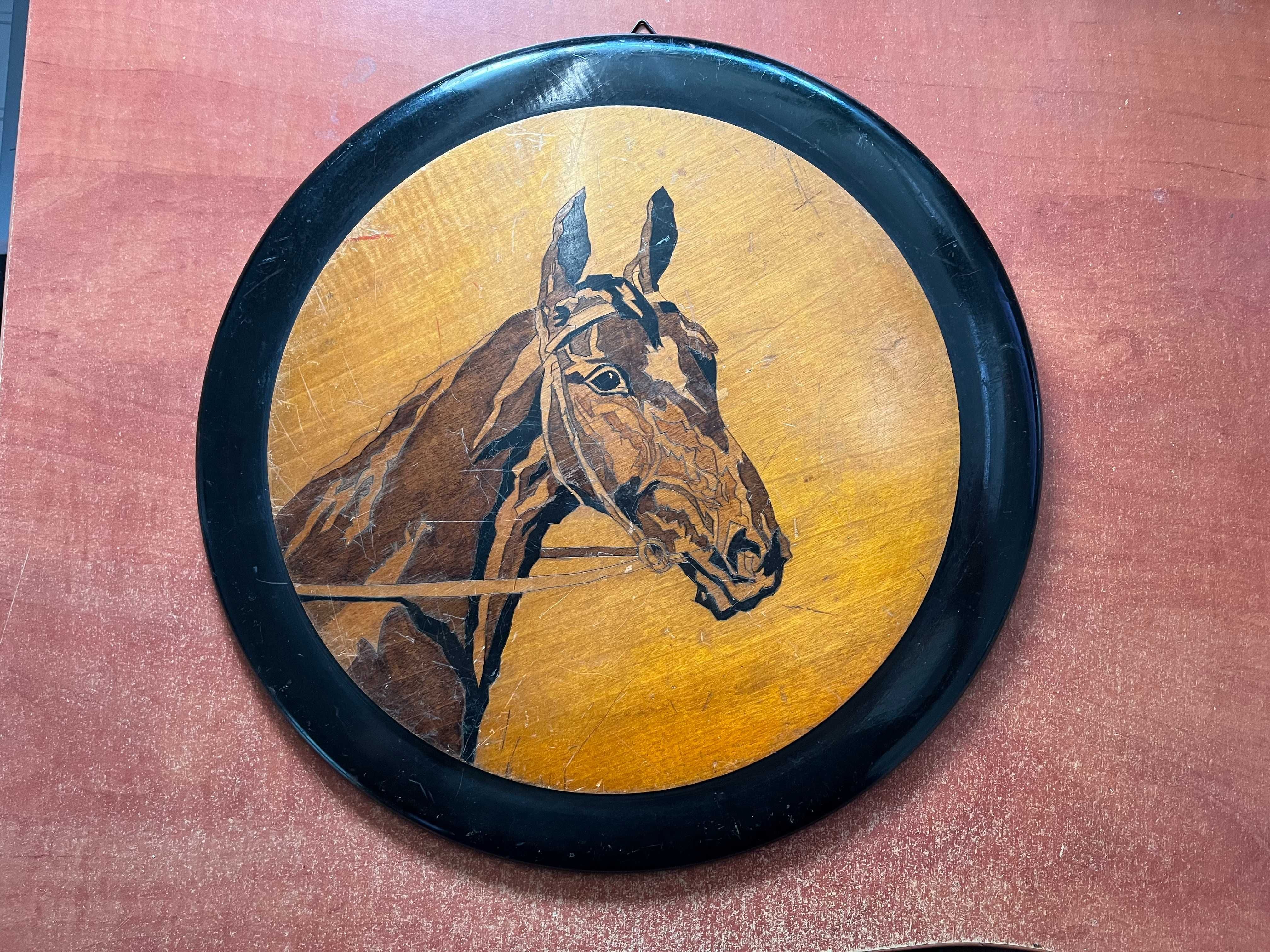 Obraz drewniany rycina z koniem KOŃ portret konia