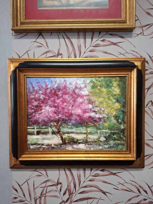 Pintura Original de F. Alvito - Paisagem com Árvores em Flor.