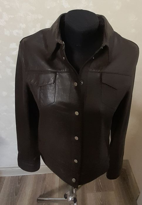 Кожаный пиджак куртка Anne Klein р.S