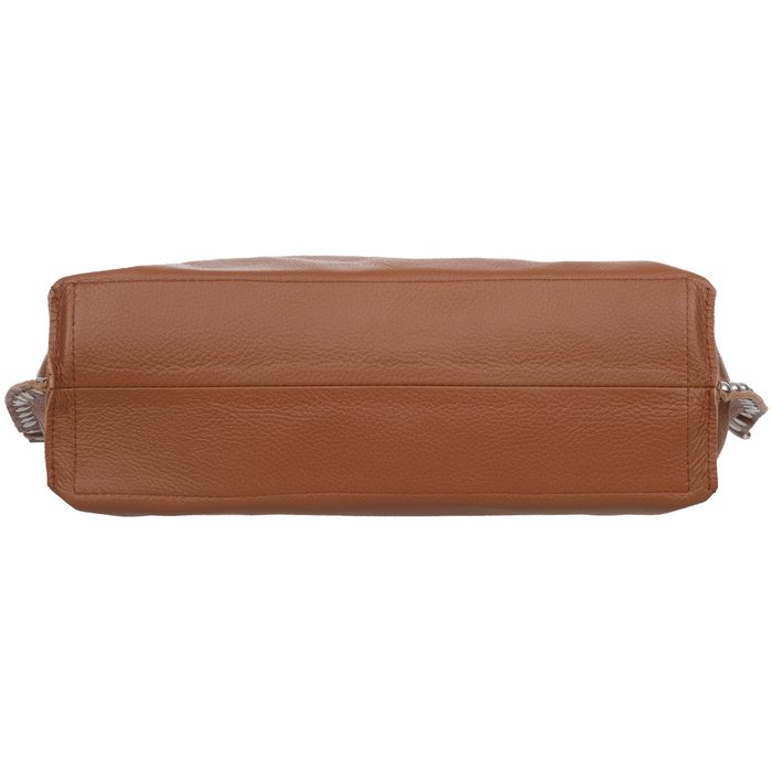 VERA PELLE torebka damska skórzana shopper z ćwiekami V494 c.zielona