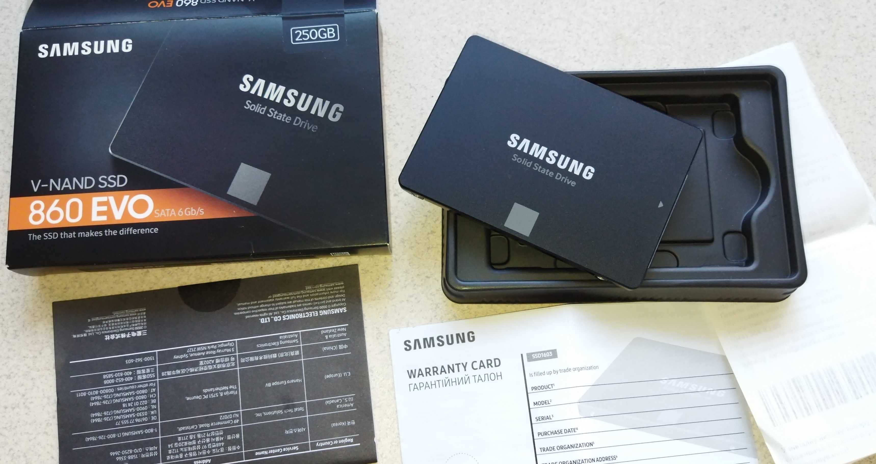 SSD диск Samsung 860 EVO 2.5 250 GB (MZ-76E250BW) на гарантии