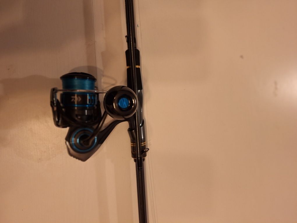 Daiwa Tournement AGS 3.05 com carreto Saltist 4000 e linha Daiwa tourn