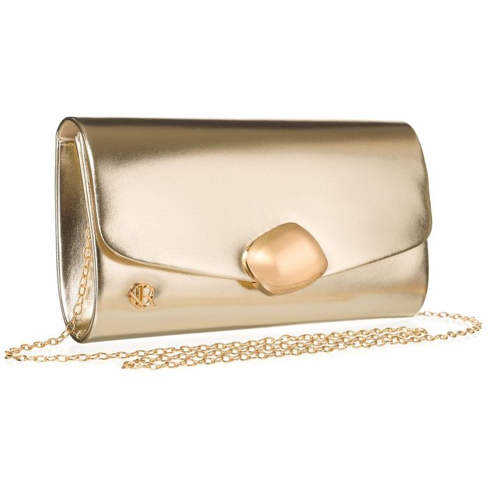 wizytowa kopertówka damska ze skóry ekologicznej w jasno złotym