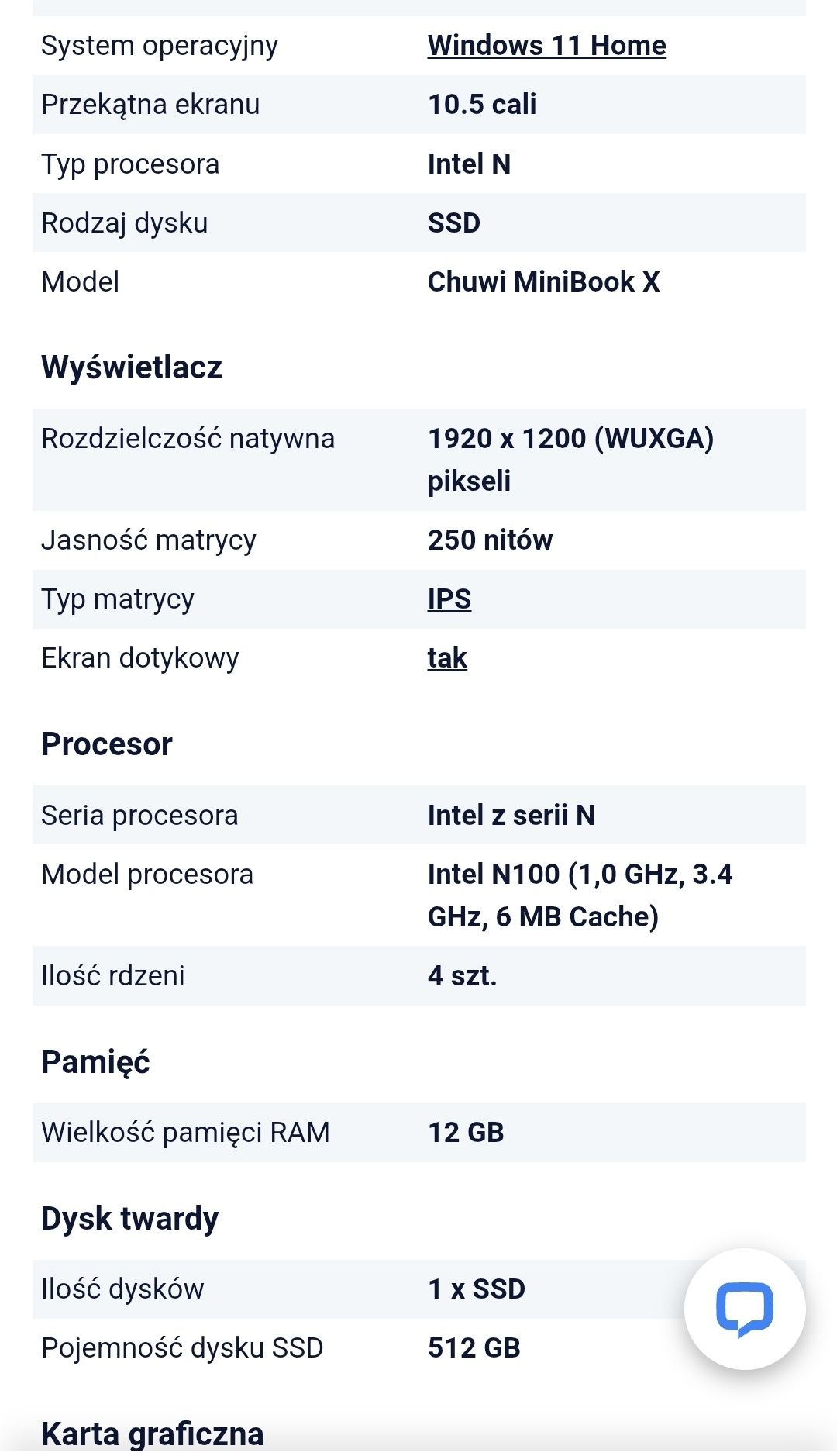 Chuwi MiniBook X - 10,5" 12/512GB (Nowy/Odpakowany)