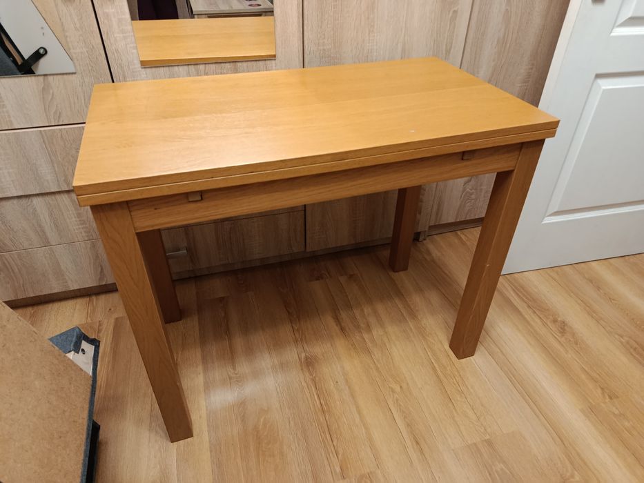 IKEA Stół Drewniany Naturalny Rozkładany 90x50 cm